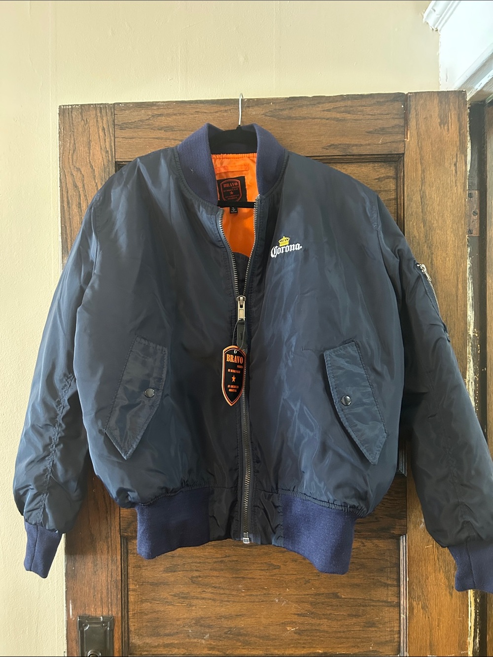 Corona Navy Jacket with Bright Orange Interior